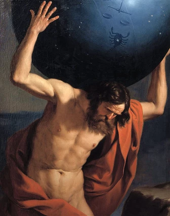 Guercino, Atlas holding up the celestial globe, 1646