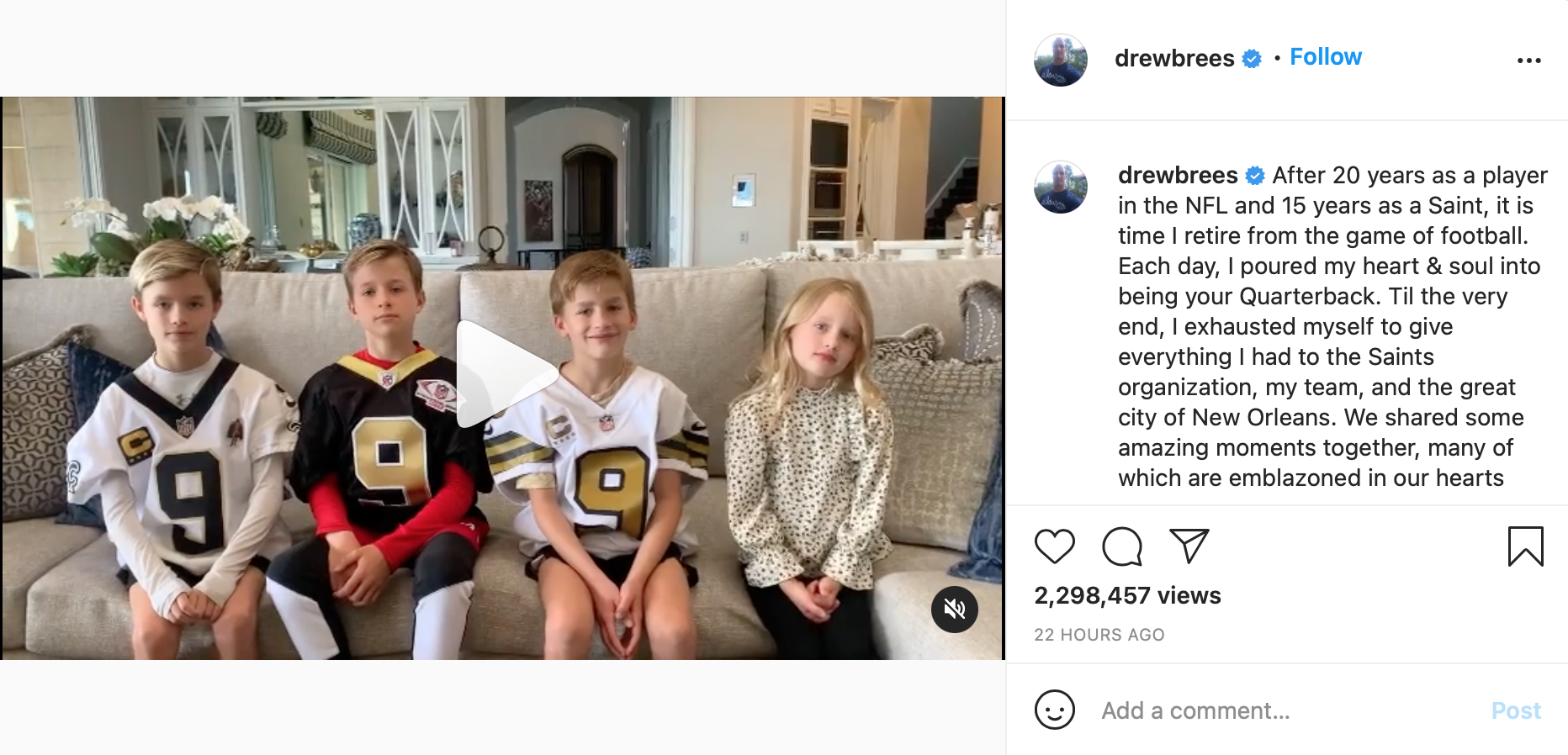 Drew Brees retirement announcement