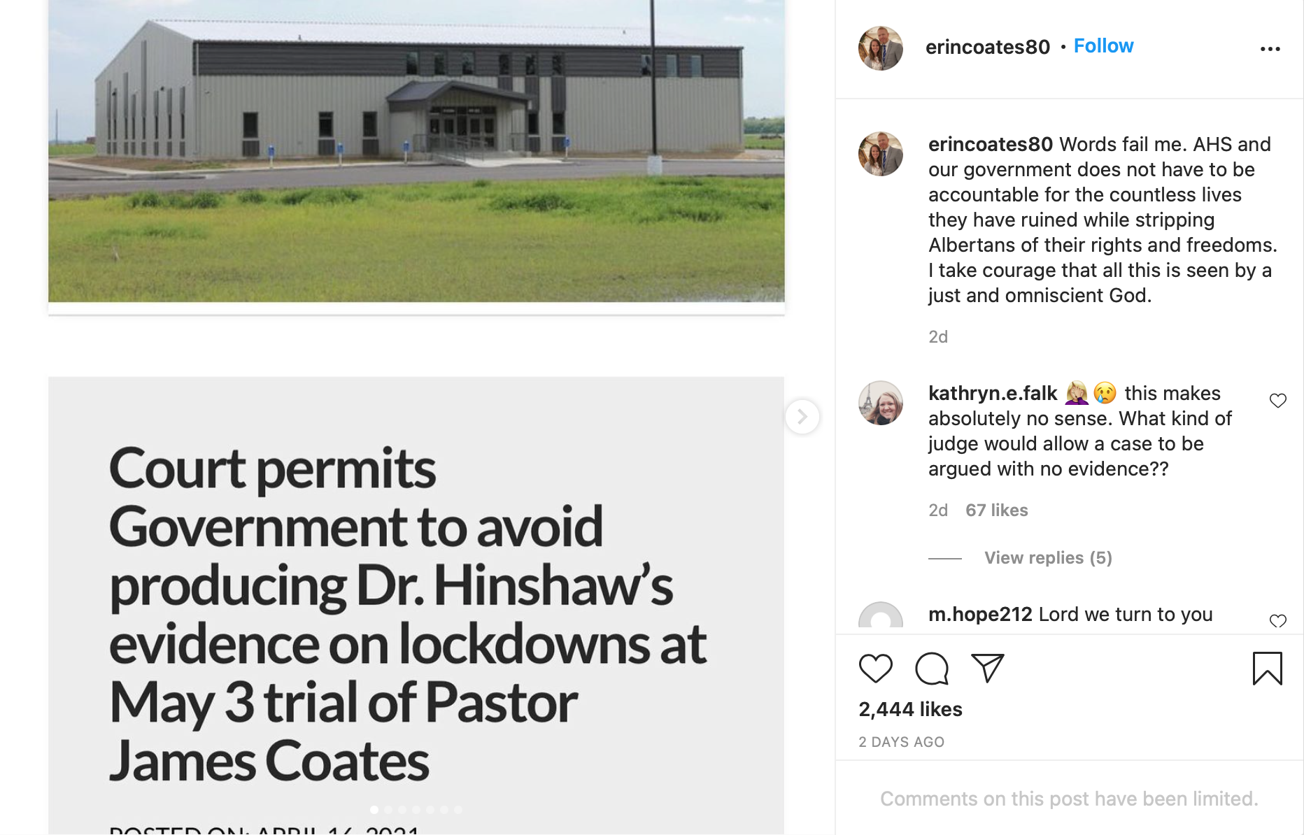 Erin Coates speaks out against Alberta government